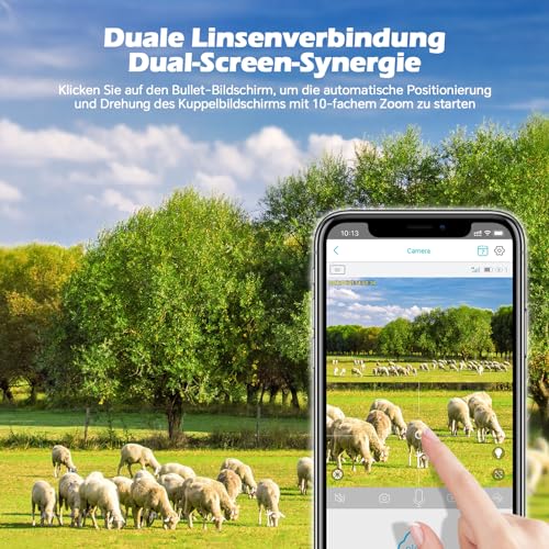 VOOPEAK 4G LTE Doppelobjektiv Wildkamera Solar, 1080P Live Übertragung, Wildkamera mit...