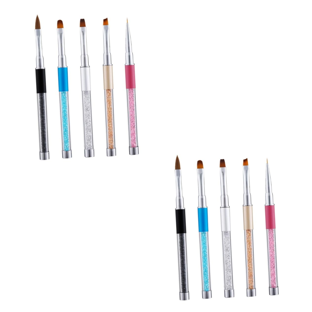 minkissy Juego De 2 Pinceles Para Uñas Herramientas De Manicura Acrílica Para Uso En Salón En Casa 5 Unidades X 2