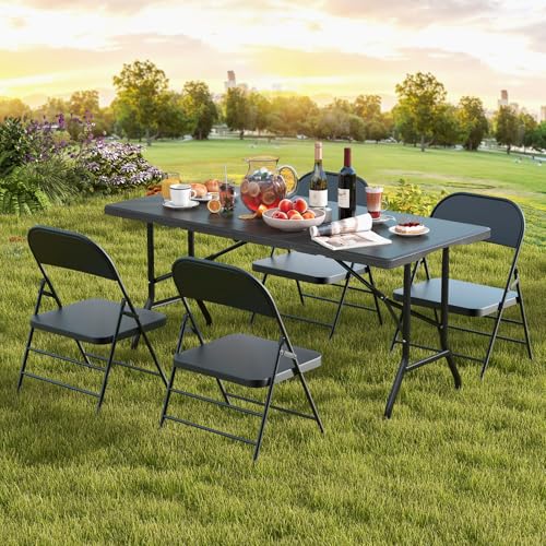 Table de camping pliable GOPLUS 152 cm imitation bois - 8