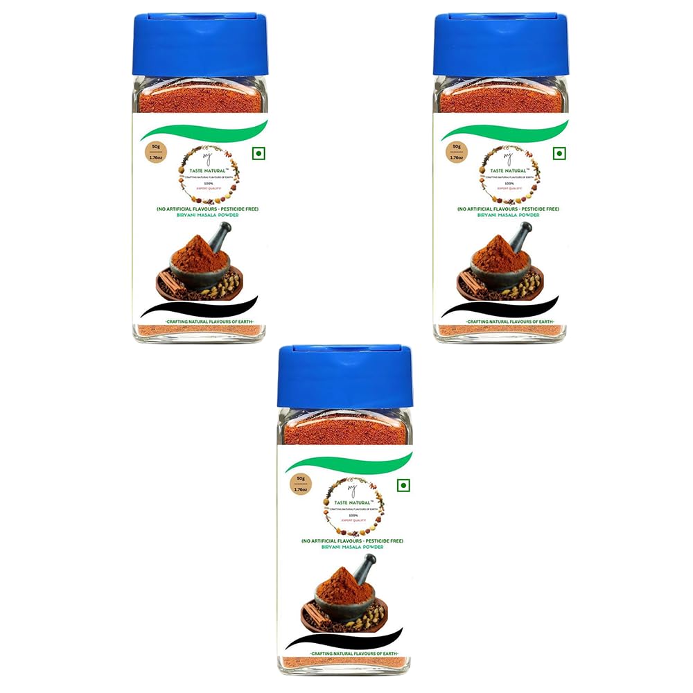 MJ TASTE NATURAL Biryani Masala Powder 50g | Authentic Spice Blend for Flavorful Biryani | Made with 100% Natural Ingredients | Perfect for Traditional & Modern Recipes, Pack of 3-image-4