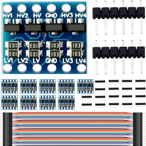 DAOKAI 10PCS IIC I2C Logic Level Converter 4 Channels Bi-Directional Level Voltage Module 3.3-5V Shifter for Arduino, with Dupont Cable