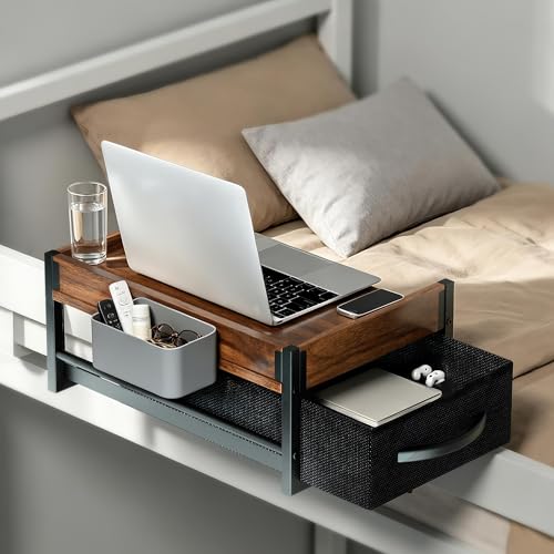 BietrunPro Bedside Shelf for Dorm Room 2 Tier On Bed Side Table Loft Shelf for Bunk Bed Bedside Tray with Cable Management Under Mattress Bedside Shelf Back to School