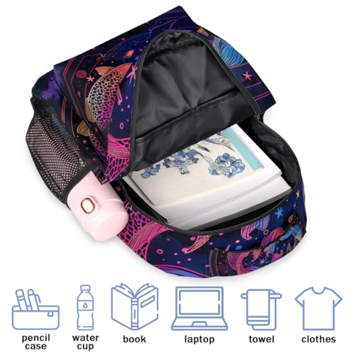 Zodiac Pisces Backpack for Women Men Shoulder Computer Laptop Adults Backpack Vintage Fish Sports Hiking Gym Workout Travel Casual Daypack2