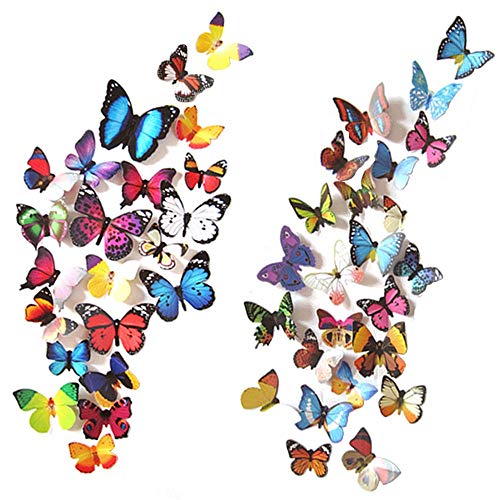 Tianorcan 80 peças decoração de parede de borboleta em 3D, autocolantes de borboleta de 4 estilos, borboletas decorativas, decorações de borboleta para casa bricolage quarto infantil quarto