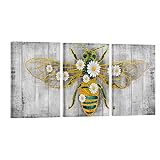 Bee Canvas Wall Art Yellow And Green Animal Insect Paintings Honey Bee Wall Decor For Kitchen Wall D