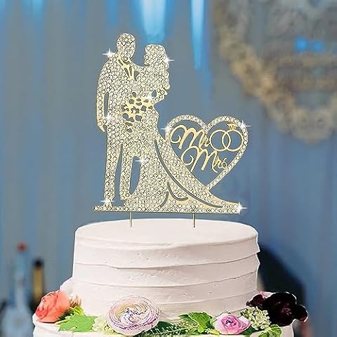 KIPETTO Rhinestone Mr and Mrs Cake Topper Cover