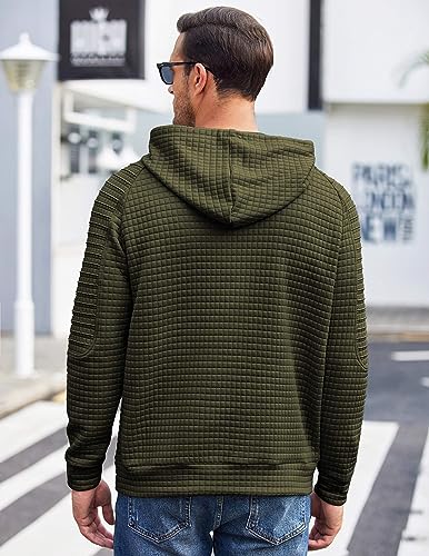 COOFANDY Mens Hoodies Pullover Casaul Long Sleeve Drawstring Waffle Knit Hooded Sweatshirt with Kanga Pocket4