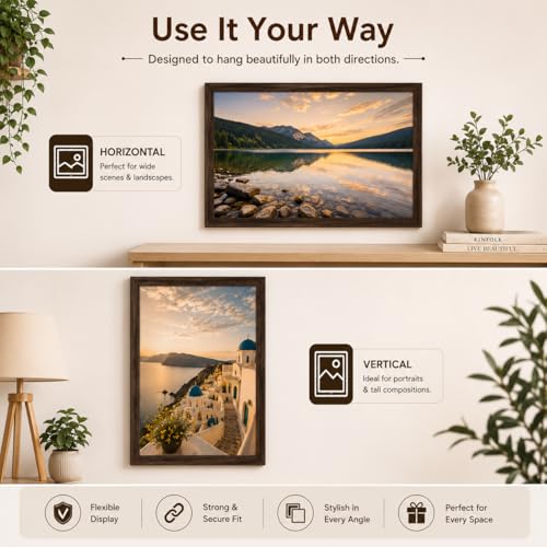 Image of Plastic Rectangular 12x18Inch Photo Frame A3 Size Photo Frame For Wall Artwork /Painting (Brown) (Set of 3)