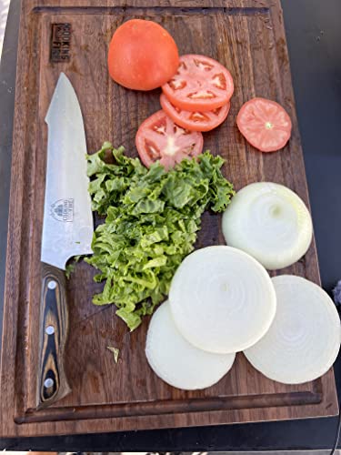 Miguel Raya's Cooking With Fire 8 Inch Chef's Knife High Carbon 7Cr17Mov Stainless Steel With Pakkawood Handle Multipurpose Chef Knives For Home Kitchen, Camping And Outdoor Bbq #TOP3