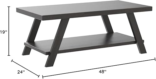 Miniatura 2 de Roundhill Furniture Athens - Mesa de centro con estante de madera contemporánea, color espresso desgastado