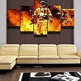 MMLFY 5 Leinwandbilder Leinwand Malerei Wandkunst Wohnkultur Drucke Feuerwehrmann Bilder 5 Stücke Wohnkultur Feuerwehr Krieger Landschaft Poster
