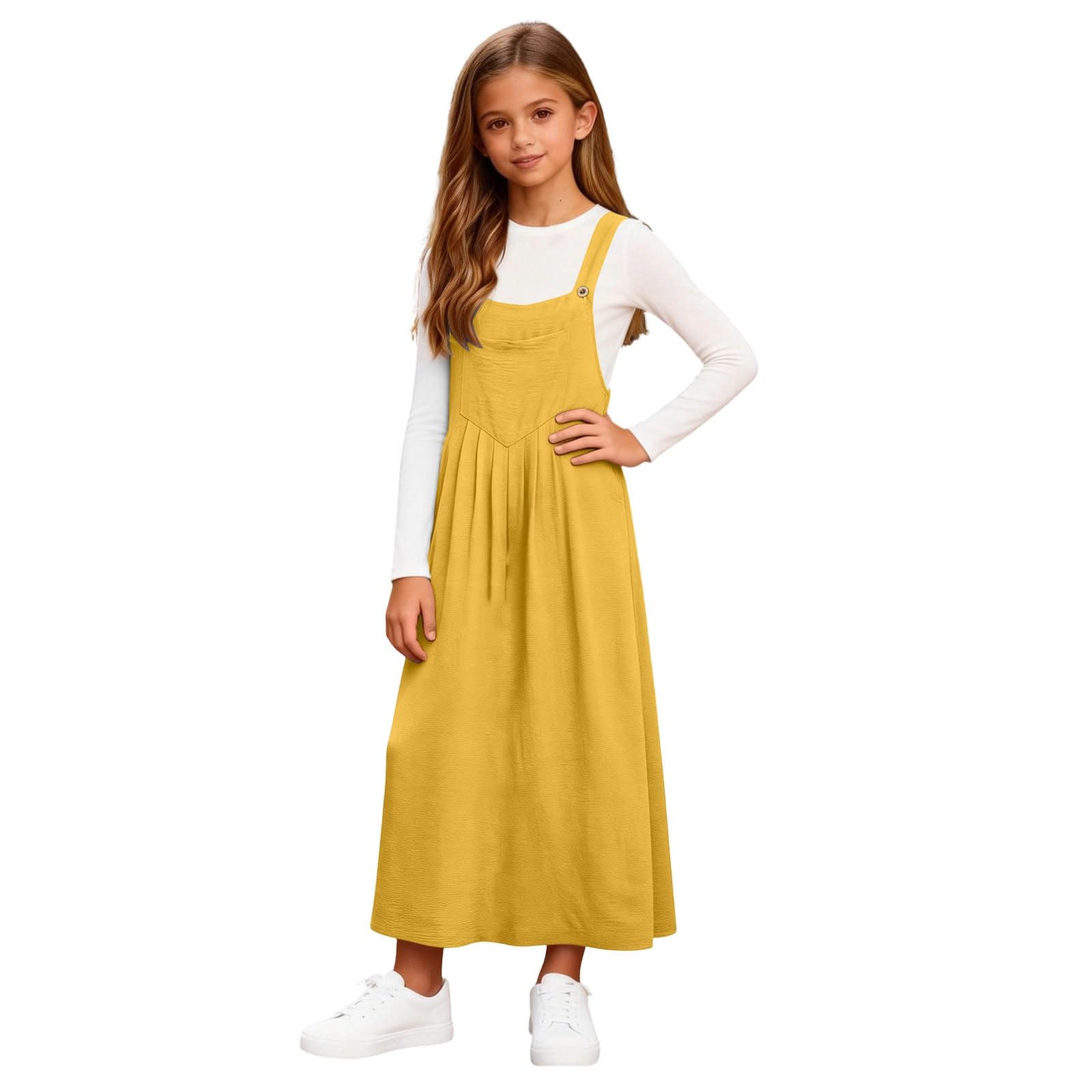 Vestidos de verano para niñas, sin mangas, maxivestido casual para niños, playa, vacaciones, vestido escolar suave y cómodo con bolsillos
