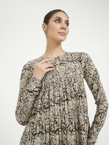 Image of FIORRA Women's Paisley Printed Pure Cotton Anarkali Kurta