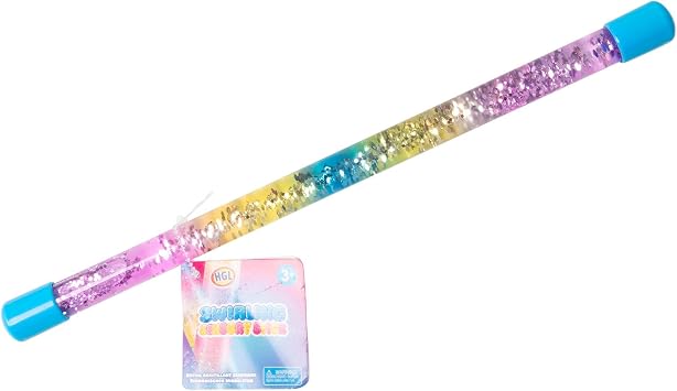 RGL Sensory Fidget Stick, Rainbow Glitter Swirling Calming Toy, Pink and Blue Colours, Stress Relief Spinning Wand for Kids and Adults