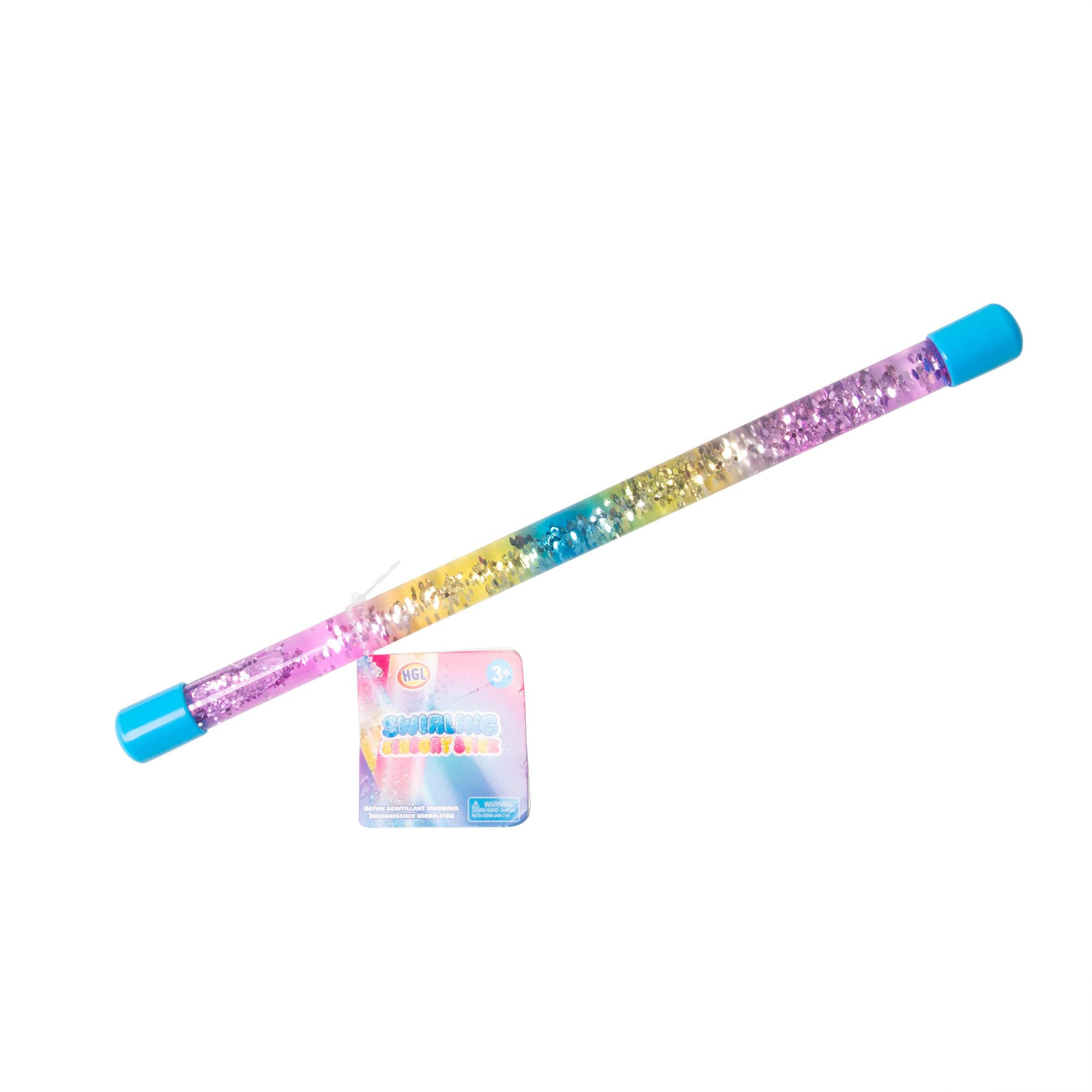 RGL Sensory Fidget Stick, Rainbow Glitter Swirling Calming Toy, Pink and Blue Colours, Stress Relief Spinning Wand for Kids and Adults