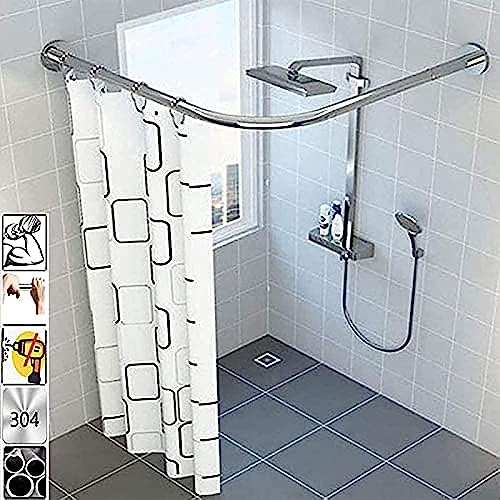 Barre de douche d'angle sans perçage en L réglable pour coin