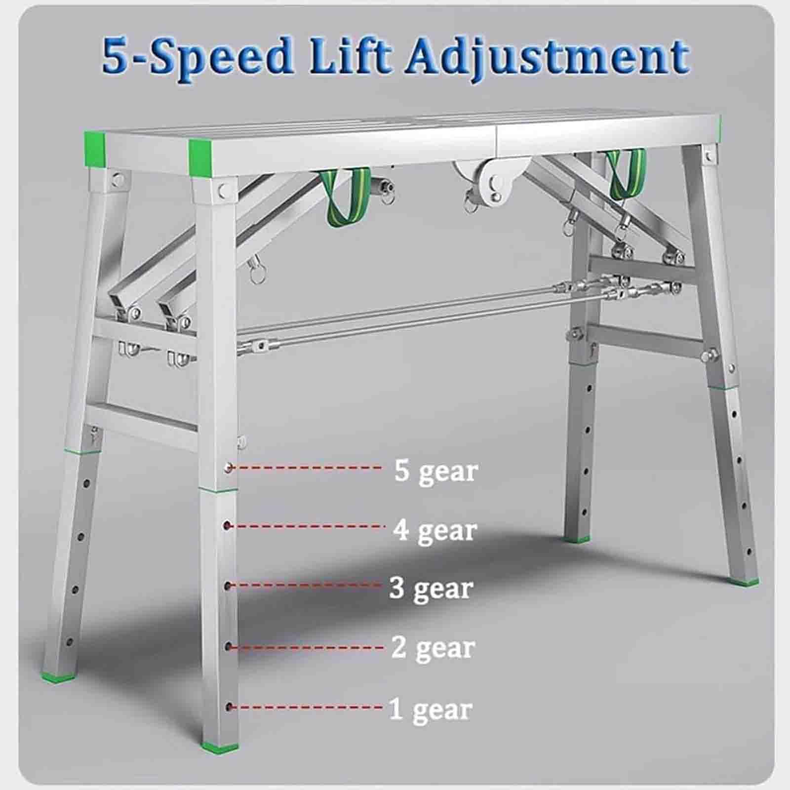 Scala Di Ponteggia Heavy Duty, Piattaforma Di Lavoro Pieghevole Con Serrature Di Sicurezza Antiscivolo, Panca In Acciaio Regolabile In Altezza Per La Manutenzione Del Soffitto Di Verniciatura Fai Da T