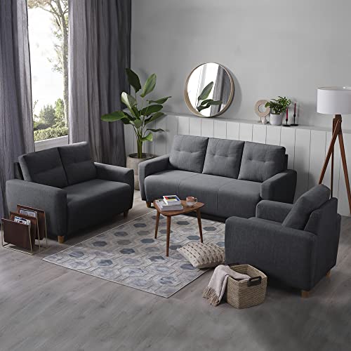 Image of Sleepyhead Yolo Designed by Duroflex - 6 Seater Sofa 3+2+1 Sofa Set |Premium Fabric, Plush 3-Layer Cushioning |Buttonless Tufted & Anti-Sag Comfort |Stylish & Durable |3 Years Warranty - Sesame Grey