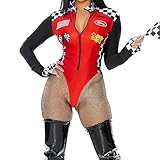 Forplay Womens 4pc. Racer Adult Sized Costumes, Red, Medium/Large US