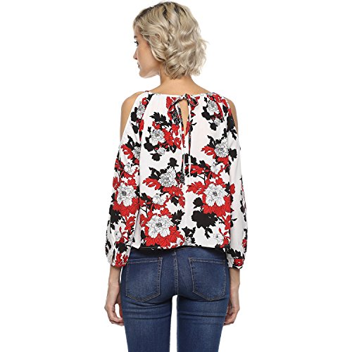 Image of Harpa Cold Shoulder White Blouse(GR5096A-WHITE)