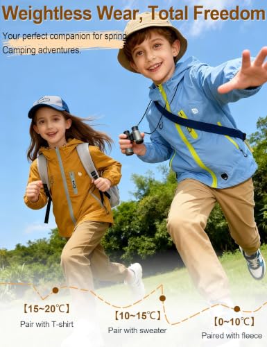 Image of Venzina Kids' Adventure-Ready Windproof Jacket Thermal-Insulated & Water-ResistantFixed Hood for Hiking, Camping, School