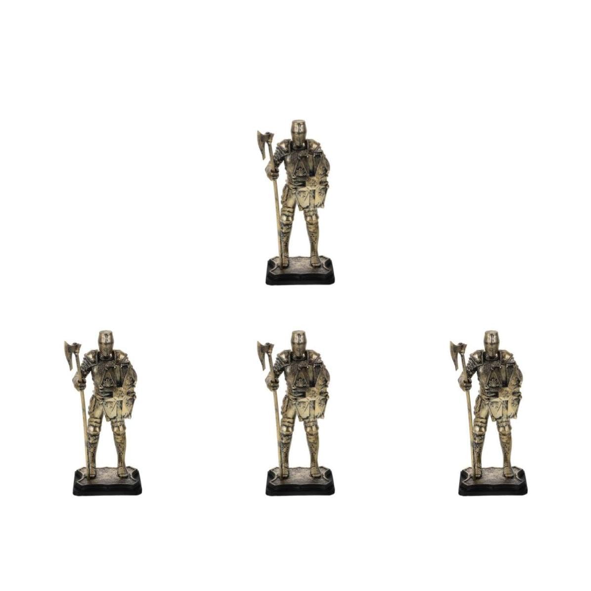 TOPBATHY 4 Piezas Figura de Caballero Medieval de Resina Dorada para