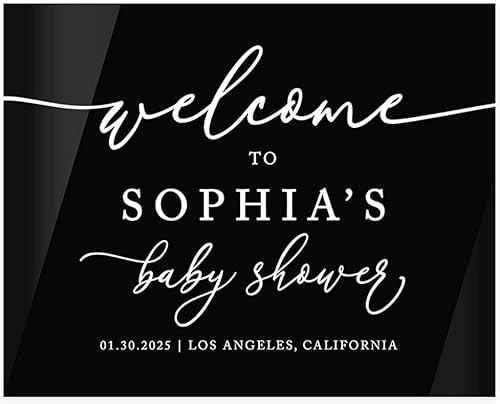 Andaz Press Letrero de bienvenida personalizado de acrílico negro de 16 x 20 pulgadas, letrero personalizado grande de género neutro para soporte de