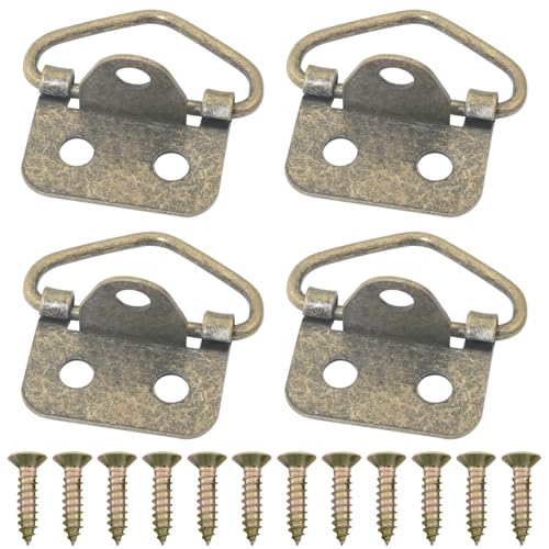 Image of 4PCS Large Wide D-Ring Picture Hanging Hardware Heavy Duty D Ring Picture Hangers with 3 Holes Metal Hanging Plates for Paintings, Mirror, Clock, Decoration, Artwork Picture Frame