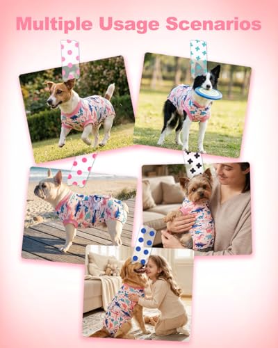 Image of CuteBone Dinosaur Pet Surgery Recovery Suit for Medium Dogs Cats, Surgical Onesie for Female Pets, Anti-Licking Wound Suit E-Collar Alternative Post Operative Wear SSF14L