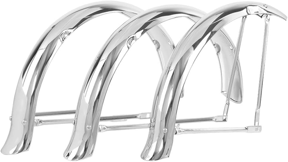 OG Lowrider Classic 20" Flared Ducktail Trike Conversion Kit Fender Set | Steel Lowrider Tricycle Fenders | Gold Chrome Black | 68mm Wide (Chrome)