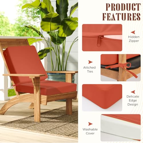 Image of Deep Seat Patio Cushions Set, 24x24 Inch Waterproof & Fade Resistant Outdoor Chair Cushions, Thick Padded Replacement Sofa Cushions for Garden Yard Furniture