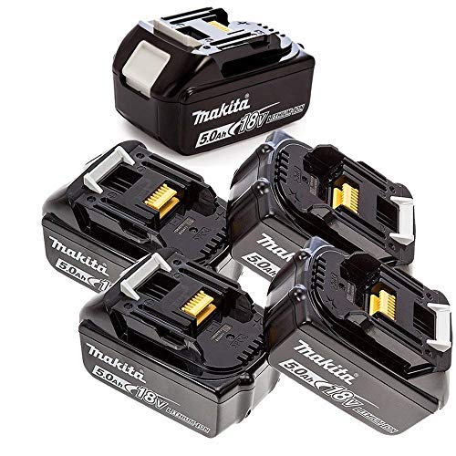 Makita Genuine BL1850 18V 5.0Ah Battery Five Pack for Makita DHP484Z, DHP481Z