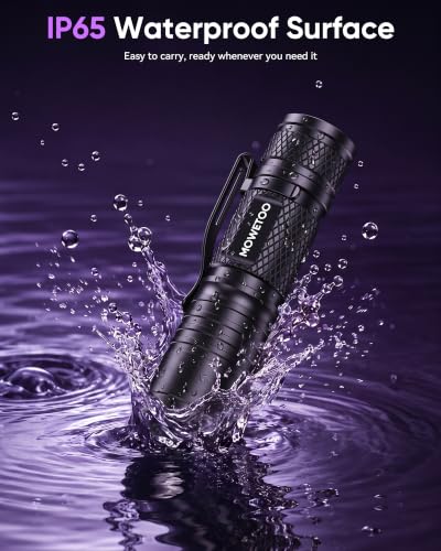 MOWETOO UV Taschenlampe Aufladbar - Mini LED UV Lampe Schwarzlicht Taschenlampe, 395nm Zoombare Ultraviolettes Licht Torch für Urinuntersuchung von Haustieren, Geldscheinkontrolle, Bernsteinsuche