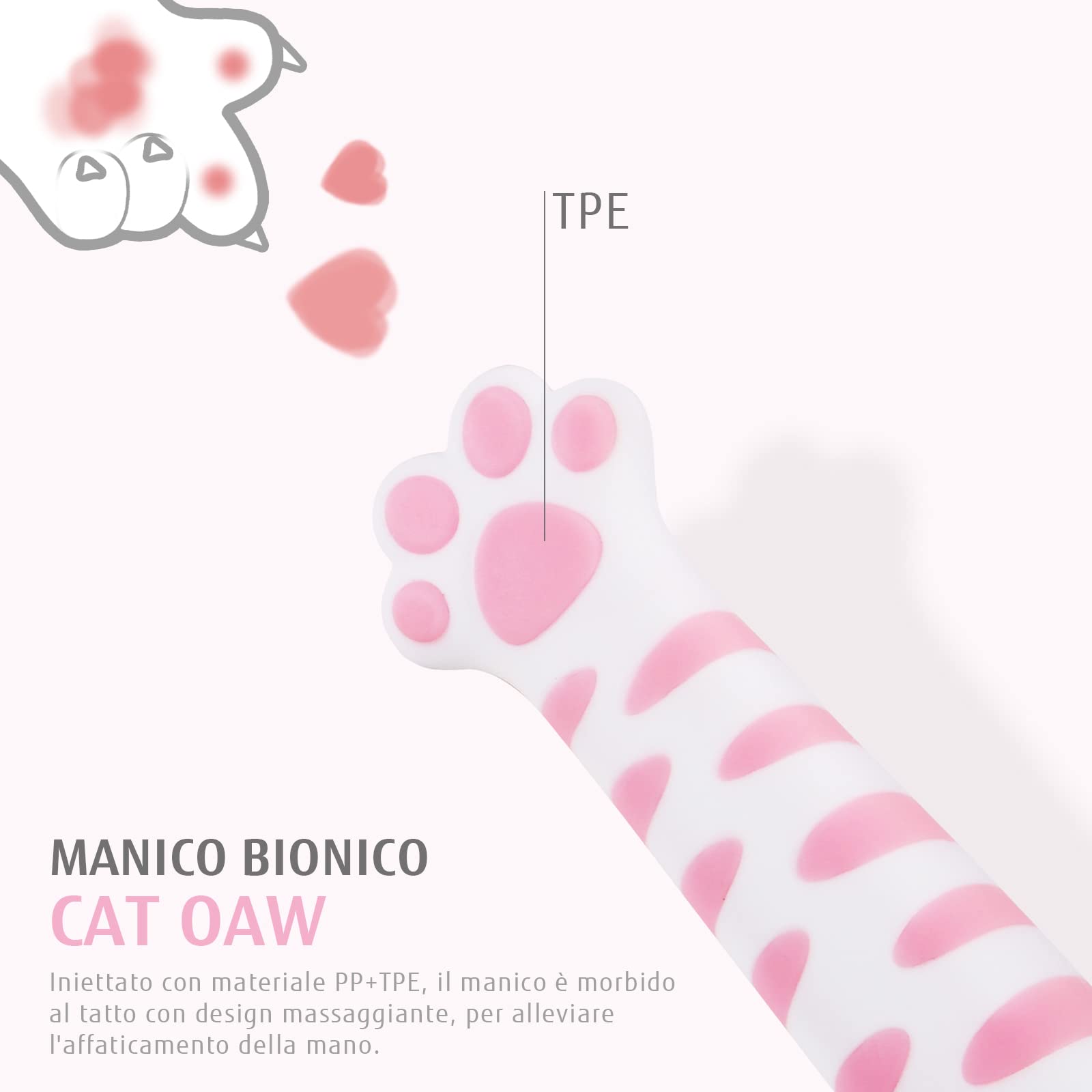 hecef Set Coltelli da Cucina Professionali 5 Pezzi Rpsa – Design Brevettato Zampa di Gatto, Lame in Acciaio Inox Antiaderente, Impugnatura Ergonomica Antiscivolo, Blocco Staccabile, Regalo Originale