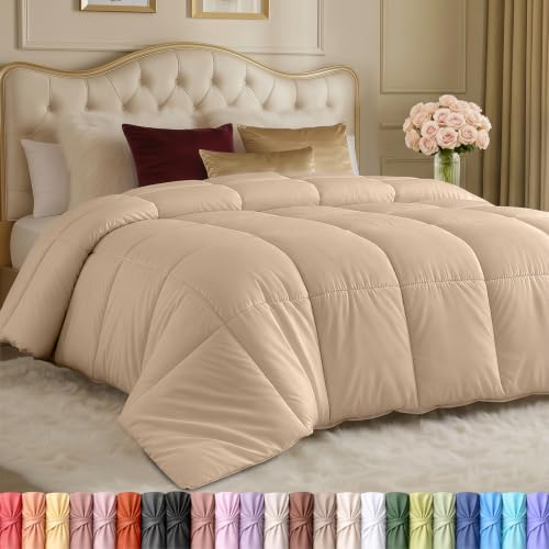 Image of Utopia Bedding Duvet Insert, Comforters Queen Size 88 x 88 Inches, Beige