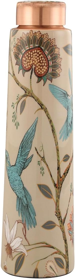 EthenicIndian Pure Copper Water Bottles 950 ML | Set of Handmade, Joint-Free Copper Water Bottles | Copper Hammered and Plain Water Bottle Set | Leak-Proof Ayurvedic Copper Water Bottle