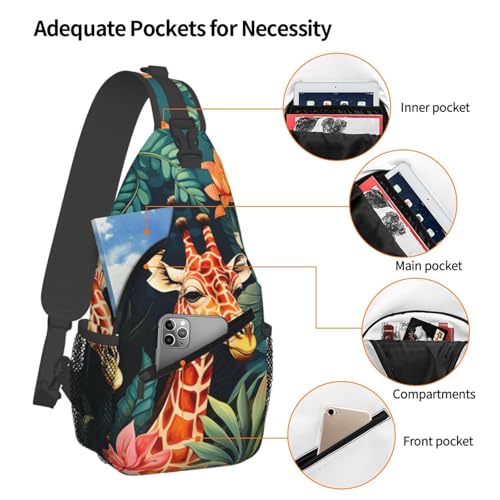 Bolso bandolera con patrón floral Forest Giraffe para mujer y hombre miniatura 4