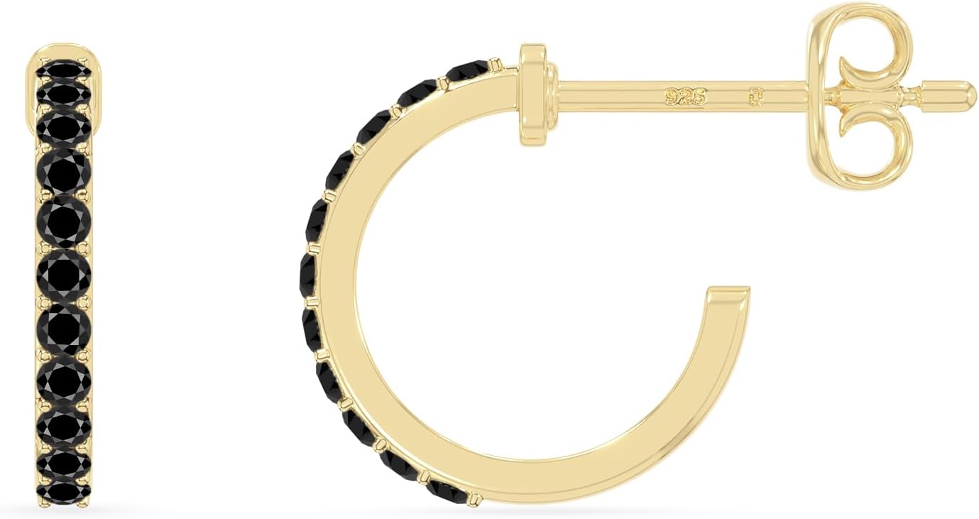 Natural Gemstone Hoop Stud Earrings for Women in 925 Silver/18K Yellow/Rose Gold Vermeil, Birthstone Jewelry Gifts for Her Birthday, Wedding Anniversary, Christmas, Graduation