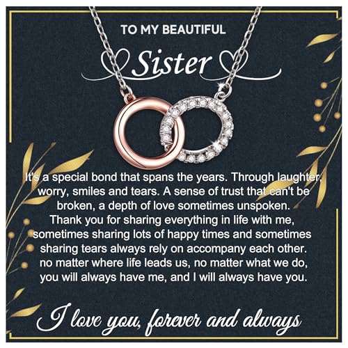 Sister Gifts From Sister Necklaces For 2 Big Sister Little Sister Birthday Gifts 925 Sterling Silver Christmas Gifts With Message Card &Gift Box