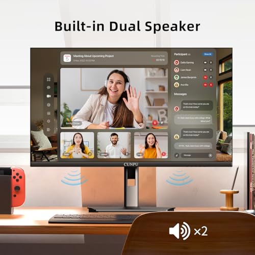 Image of CUNPU 24 Inch 4K UHD IPS Monitor, 185PPI, ΔE < 2, 100% DCI-P3, 1.07B+ Colors, Height Vertical Adjustable Stand, Built-in Dual Speakers, VESA - for Photo Editing, Office Work & Home Entertainment