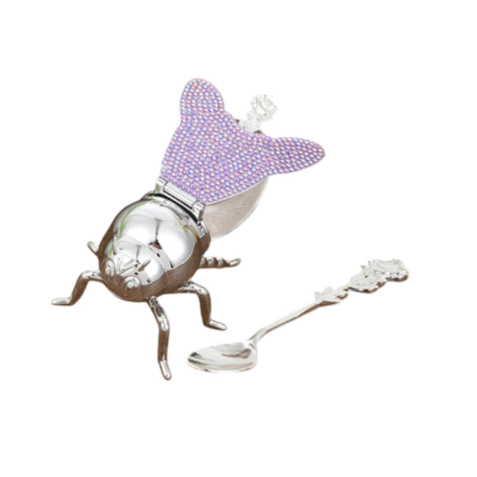 THE STYLE SUTRA Bee Shaped Honey Jar with Spoon Container for Hotel Farmhouse Condiments Oil Purple-image-24