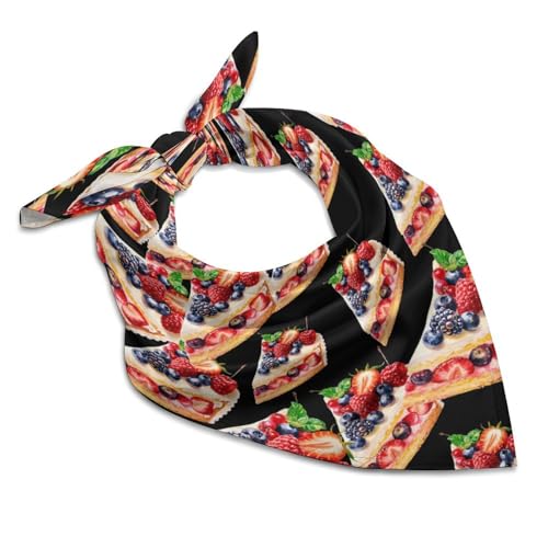 A Piece of Fruit Cake Watercolor Cute Square Hair Scarves Neck Wraps Headscarf Kerchief Bandanas Unisex 18