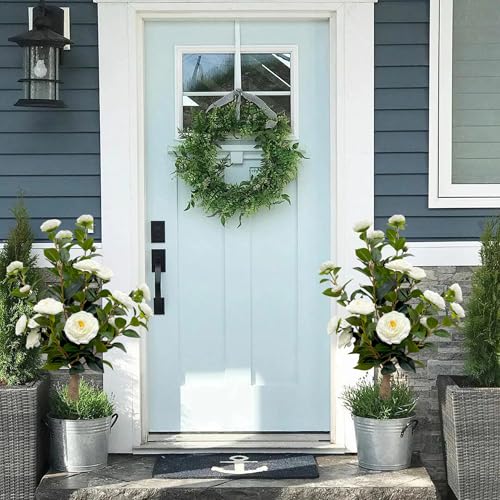 Camélia artificiel fleurs blanches pour cour sans lumière