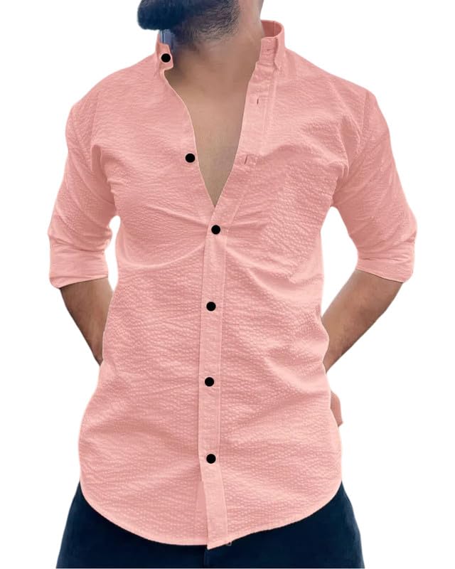 Men’s Multicolor Textured Casual Shirt | Full Sleeve Spread Collar with Black Buttons | Stylish Slim Fit Party & Casual Wear-picture-15