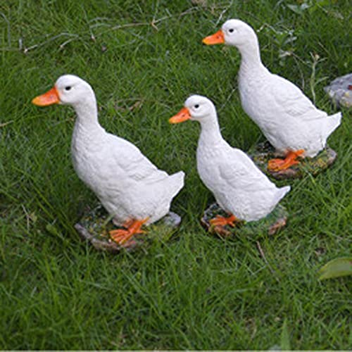 Statue canard en résine blanche M pour décoration de maison et jardin - 4