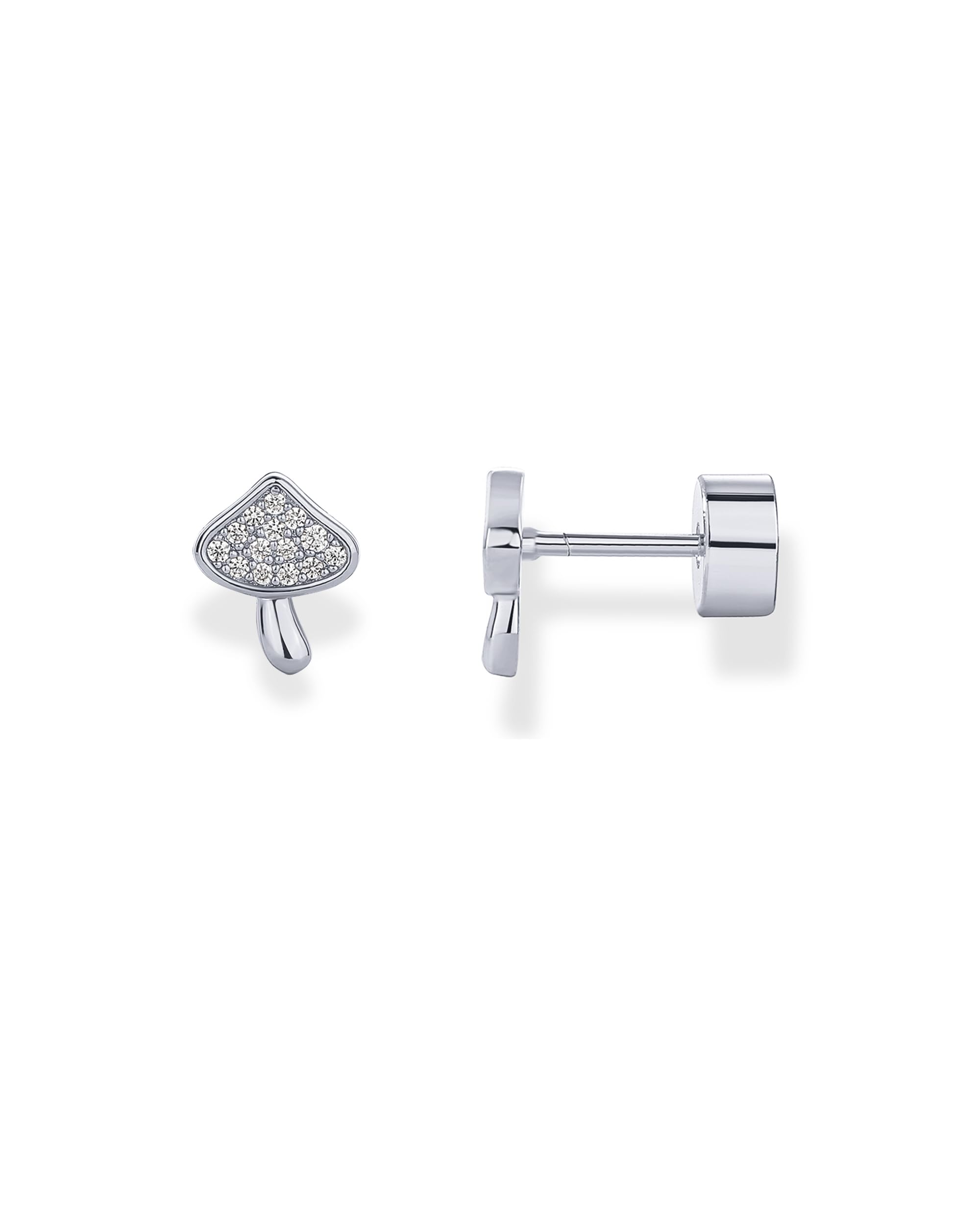 PAVOI Dainty Flat Back Earrings for Women, 14K Gold Plated CZ Stud Piercing