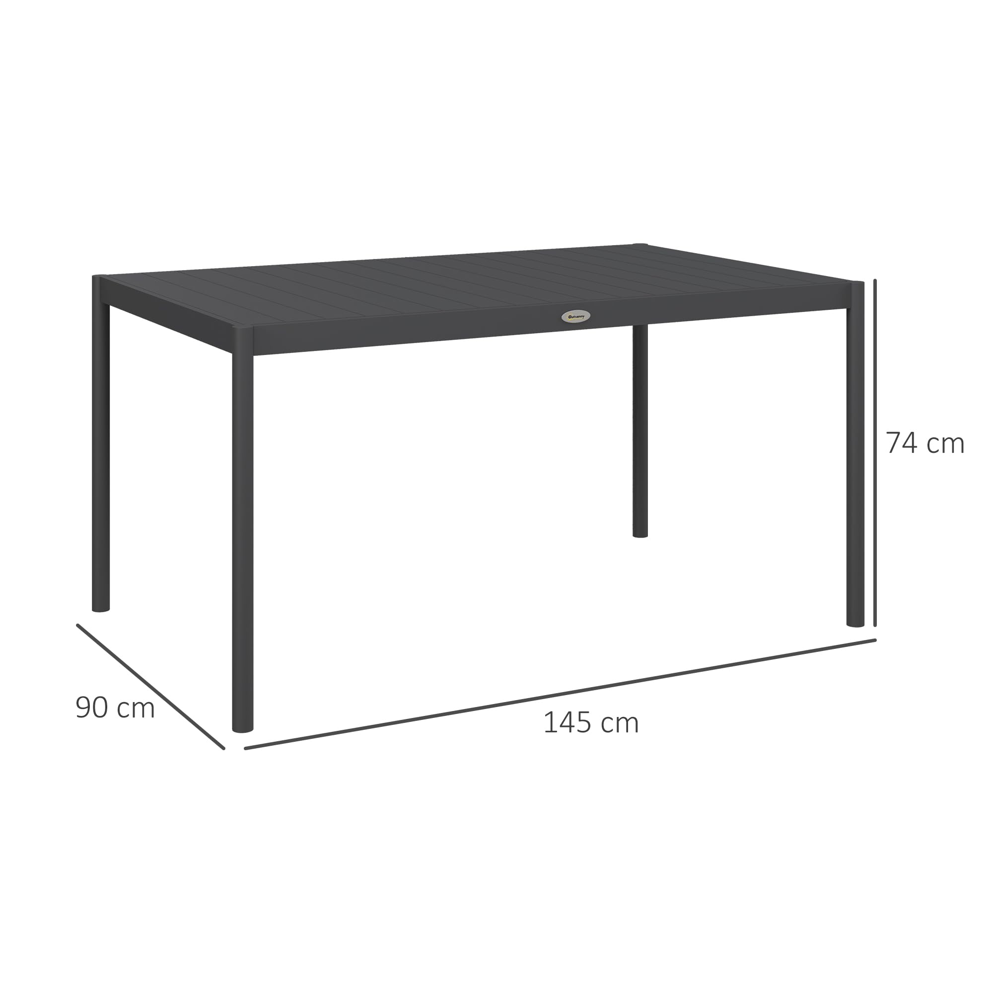 Outsunny Uitschuifbare tuintafel, groot formaat, uitgeklapt, 160 x 80 b