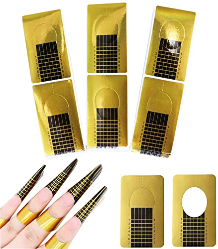 Papier Forme Chablon Ongle, 300 pièces Chablon Papier Nail Art Conseils Extension Stickers, Chablon pour Ongle Gel Construction, Auto-Adhésif Ongles Forme pour Ongle Gel ou Resin