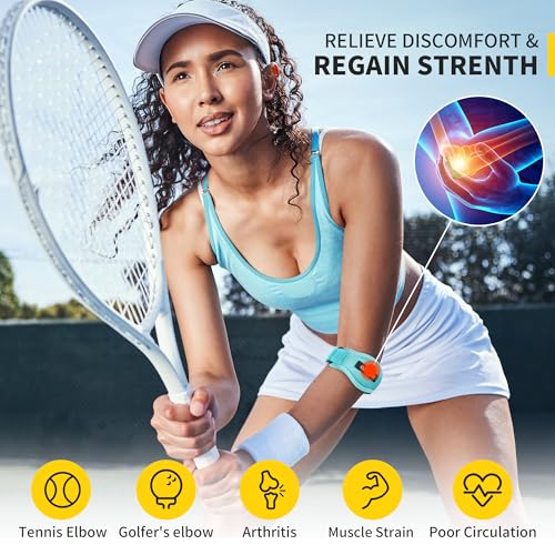 Image of CAMBIVO 2 Pack Tennis Elbow Brace Strap for Tendonitis, Lake Blue