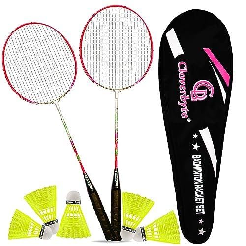 CLOVERBYTE Power Pink Steel Lightweight Racquet 1 Pair with Bag Badminton Kit and Shuttlecocks (5)